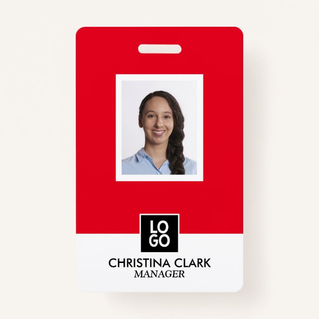 Business ID Employee Photo Logo Name Badge Custom ID Badge (Front)
