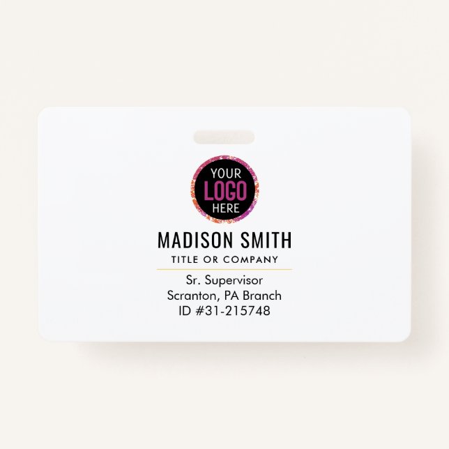 Business ID Logo | Modern Custom Employee Staff  Badge (Front)