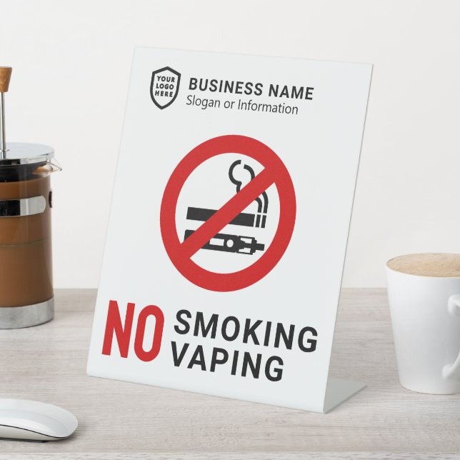 Business ID Logo | No Smoking Vaping Pedestal Sign (In SItu)