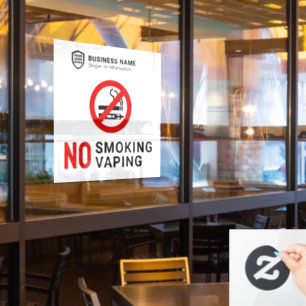 Business ID Logo No Smoking Vaping Window Cling