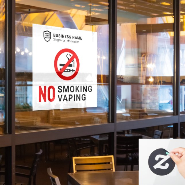 Business ID Logo | No Smoking Vaping Window Cling (Restaurant Window)