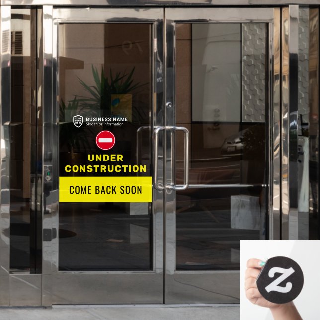 Business ID Logo | Under Construction Window Cling (Office Door)