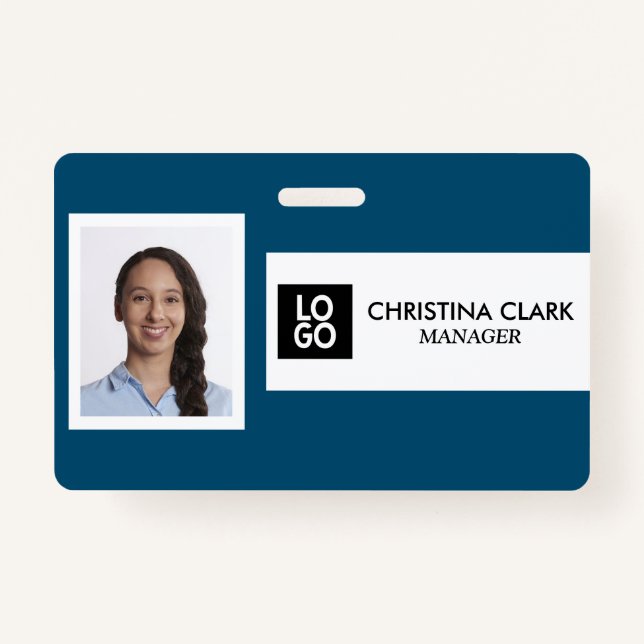 Business ID Personalised Photo Logo Employee Name ID Badge (Front)