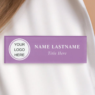Business ID Staff Employee Company Logo Purple Name Tag