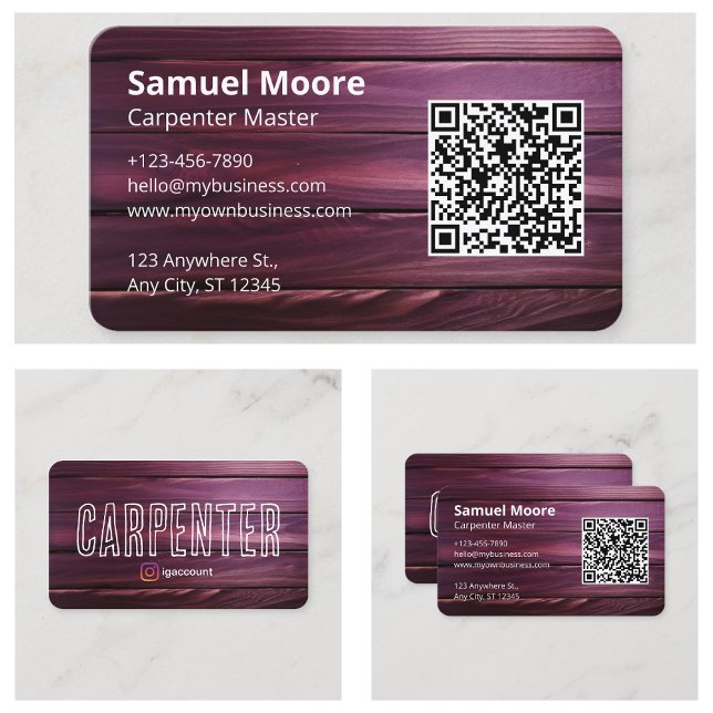 Business Info QR Code Carpenter Card (Business Info QR Code Carpenter Business Card
)