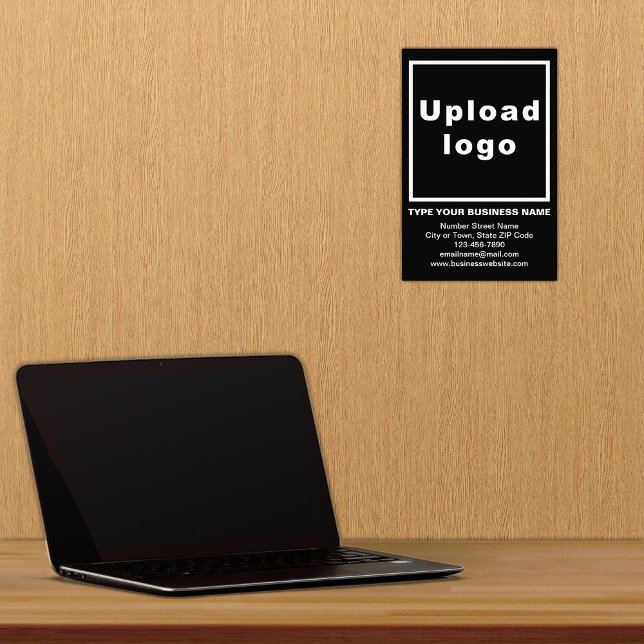 Business Information Black Background Photo Print (Advertise your business. Build brand name awareness. Your business brand on black photo paper.)