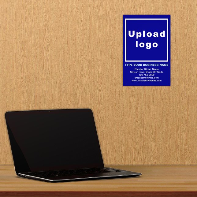 Business Information Blue Background Photo Print (Advertise your business. Build brand name awareness. Your business brand on blue photo paper.)
