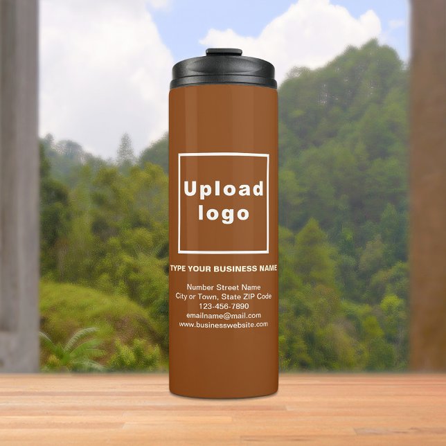 Business Information Brown Thermal Tumbler (Build brand name awareness. Your business brand on brown thermal tumbler.)
