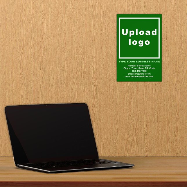 Business Information Green Background Photo Print (Advertise your business. Build brand name awareness. Your business brand on green photo paper.)