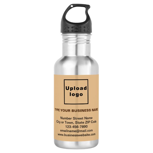 Business Information Light Brown Label 532 Ml Water Bottle (Front)