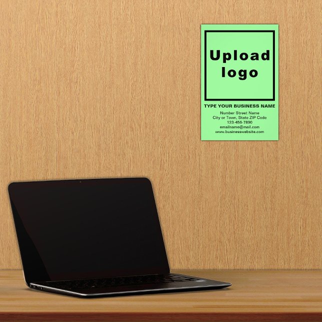Business Information Light Green Background Photo Print (Advertise your business. Build brand name awareness. Your business brand on light green photo paper.)