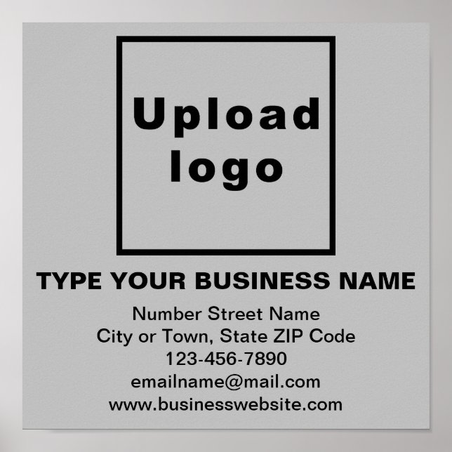 Business Information on Gray Square Poster (Front)