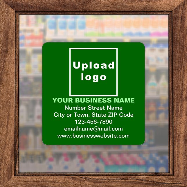 Business Information on Green Large Square Vinyl (Advertise your business. Your business brand on green square vinyl sticker.)