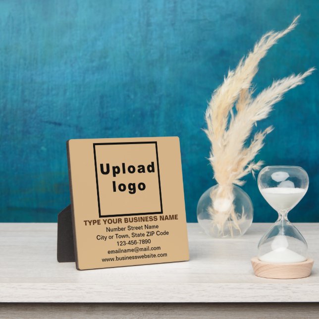 Business Information on Light Brown Square Plaque (Insitu)