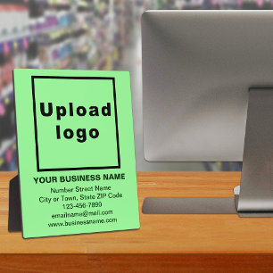 Business Information on Light Green Plaque