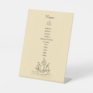 Business Information with Pirate Ships Pedestal Sign