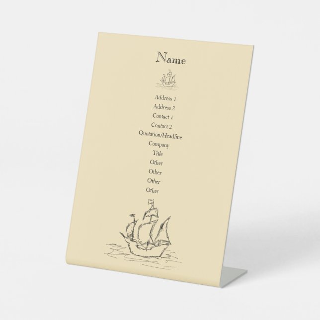 Business Information with Pirate Ships Pedestal Sign (Front)