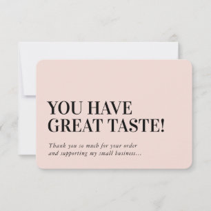 BUSINESS INSERT modern thank you blush pink Card