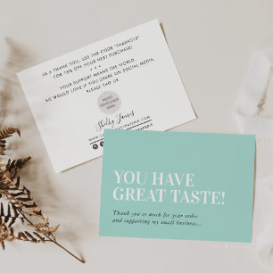BUSINESS INSERT modern thank you pastel mint green Card