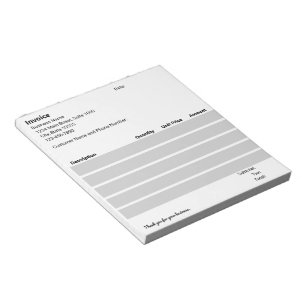 Business Invoice Template Black White Light Grey Notepad