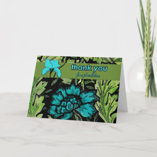 Business Job Well Done Retro Floral Thank You Card (Front)