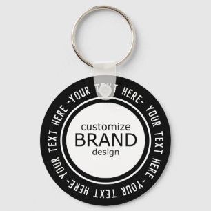 Business Keychains Black And White Brand Logo