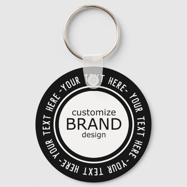 Business Keychains Black And White Brand Logo (Front)