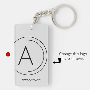 Business keychains minimalist black white logo