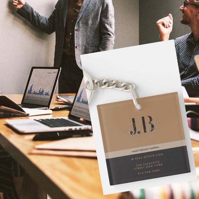 Business keychains minimalist clean simple beige (Creator Uploaded)