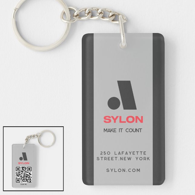 Business keychains minimalist clean simple grey (Creator Uploaded)