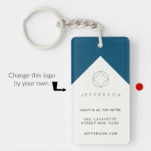 Business keychains minimalist elegant blue white