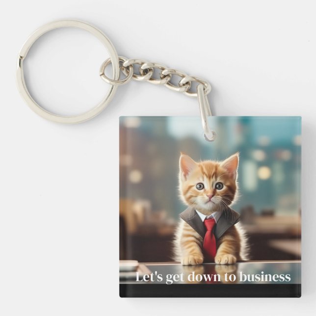 Business Kitten Key Ring (Front)