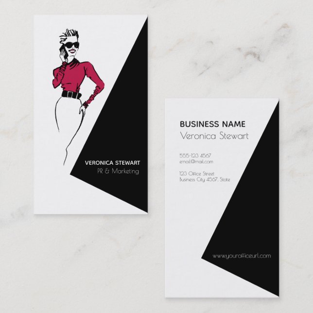 Business Lady Illustration Office Business Card (Front/Back)