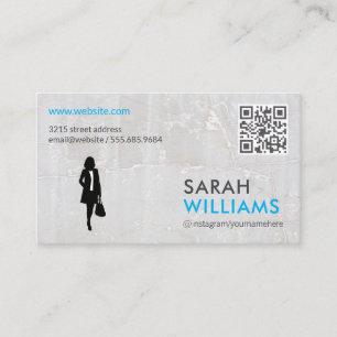 Business Lady   Marble   QR Code Business Card