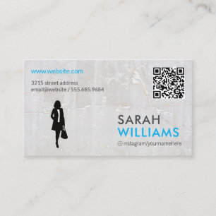 Business Lady   Marble   QR Code Card