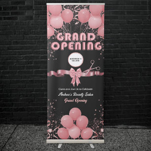 Business Launch Grand Opening Modern Black Pink  Retractable Banner