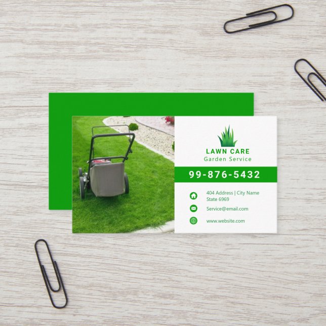 Business Lawn Logo |  Simple Minimalist Modern Business Card (Front/Back In Situ)