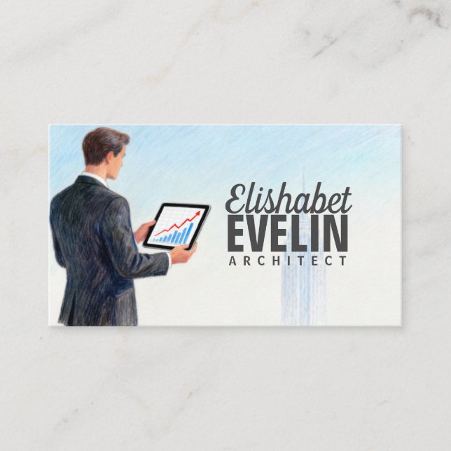 Business Leader Examining Growth Indicators Card (Front)