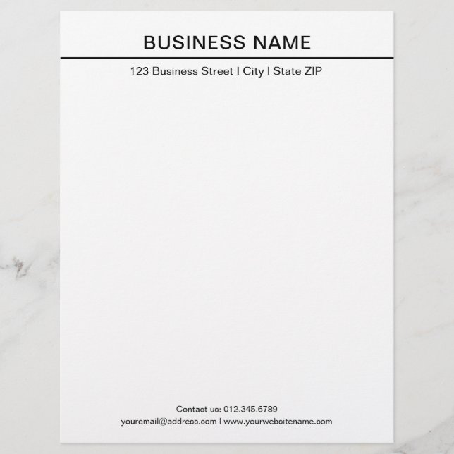 Business Letterhead Modern Template Classic White (Front)