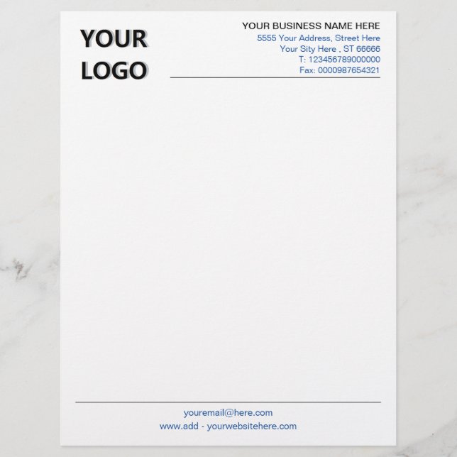 Business Letterhead with Logo - Custom Colours (Front)