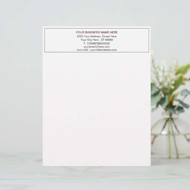 Business Letterhead Your Text Info Personalised (Standing Front)