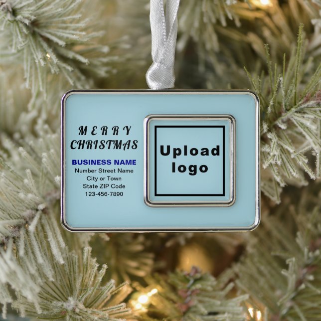 Business Light Blue Framed Rectangle Silver Plated Framed Ornament (Tree)