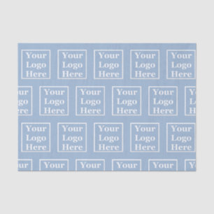 Business Light Blue Your Logo Here Pattern Tissue Paper