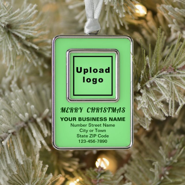 Business Light Green Portrait Rectangle Framed Silver Plated Framed Ornament (Tree)