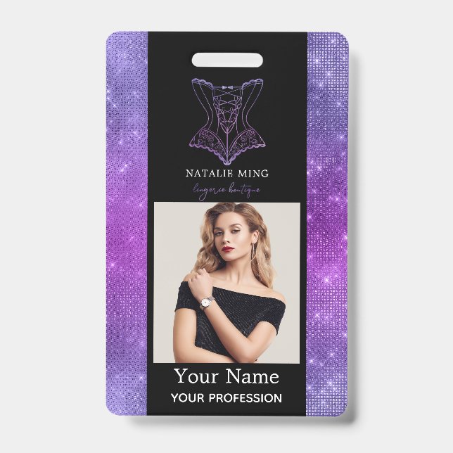 Business Lingerie Boutique Employee Photo ID Badge (Front)