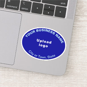 Business Location on Blue Oval Shape Vinyl Sticker