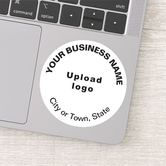 Business Location on White Round Vinyl Sticker (Detail)