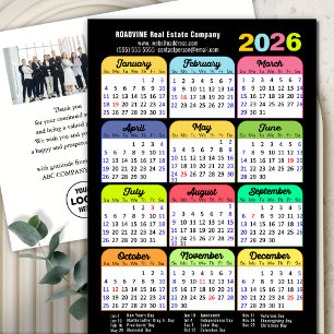 Business Logo 2025 Calendar Modern Black Colourful Holiday Postcard