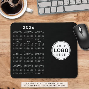 Business Logo 2026 Calendar Custom Colours Simple Mouse Mat