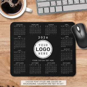 Business Logo 2026 Calendar Custom Colours Simple Mouse Mat